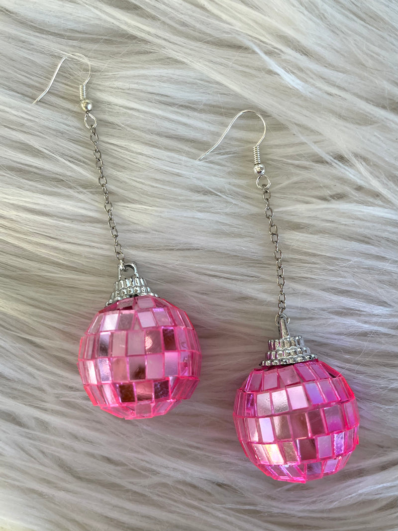 Pink Disco Ball Celebration Earrings