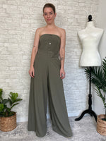 Sabrina Strapless Olive Jumpsuit