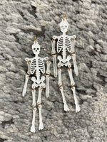 Dancing Skeleton Earrings White Sparkle