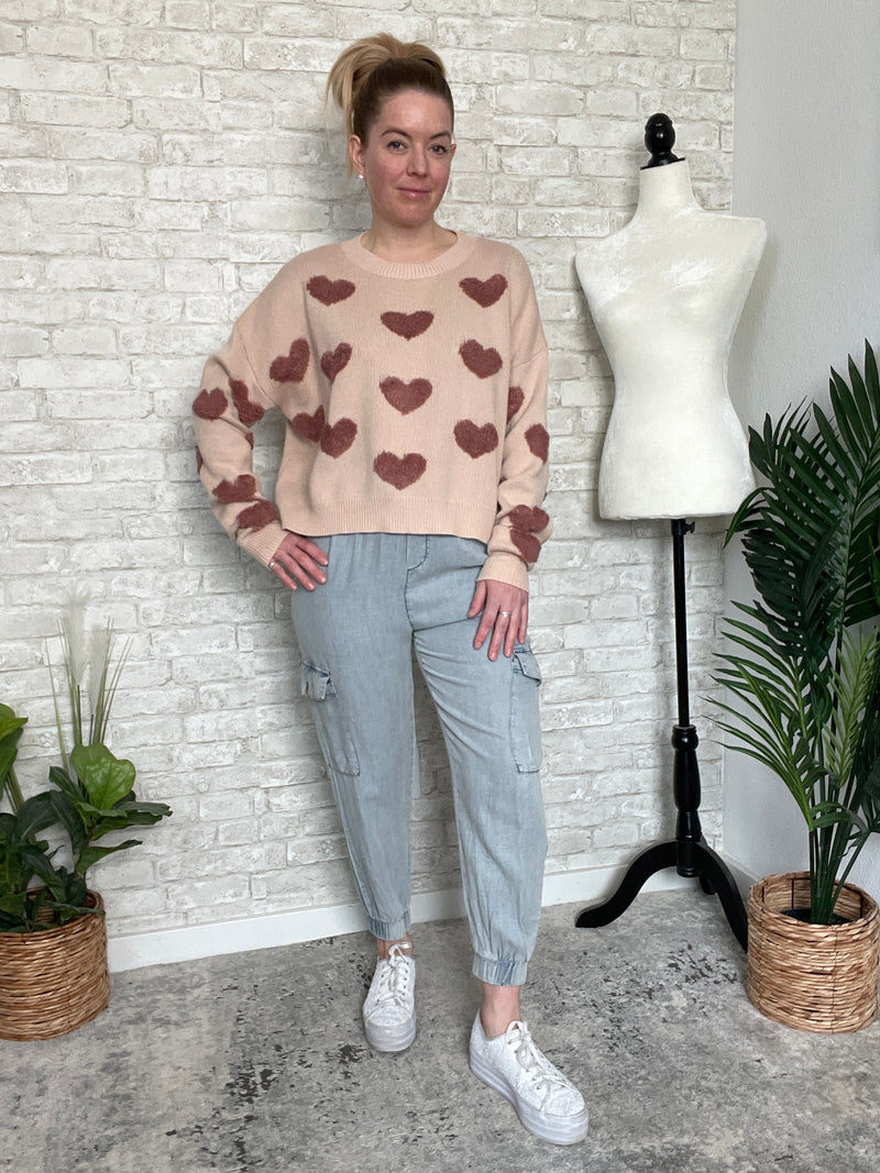 Neutral Love Sweater Khaki+Mauve