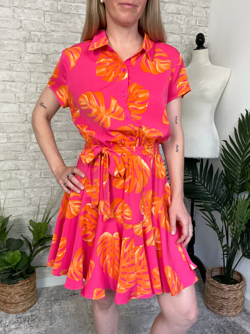 Coral Palms Dress