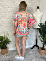 Fresca Tropical Bell Sleeve Top