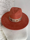 Willa Flower Band Rust Wide Brim