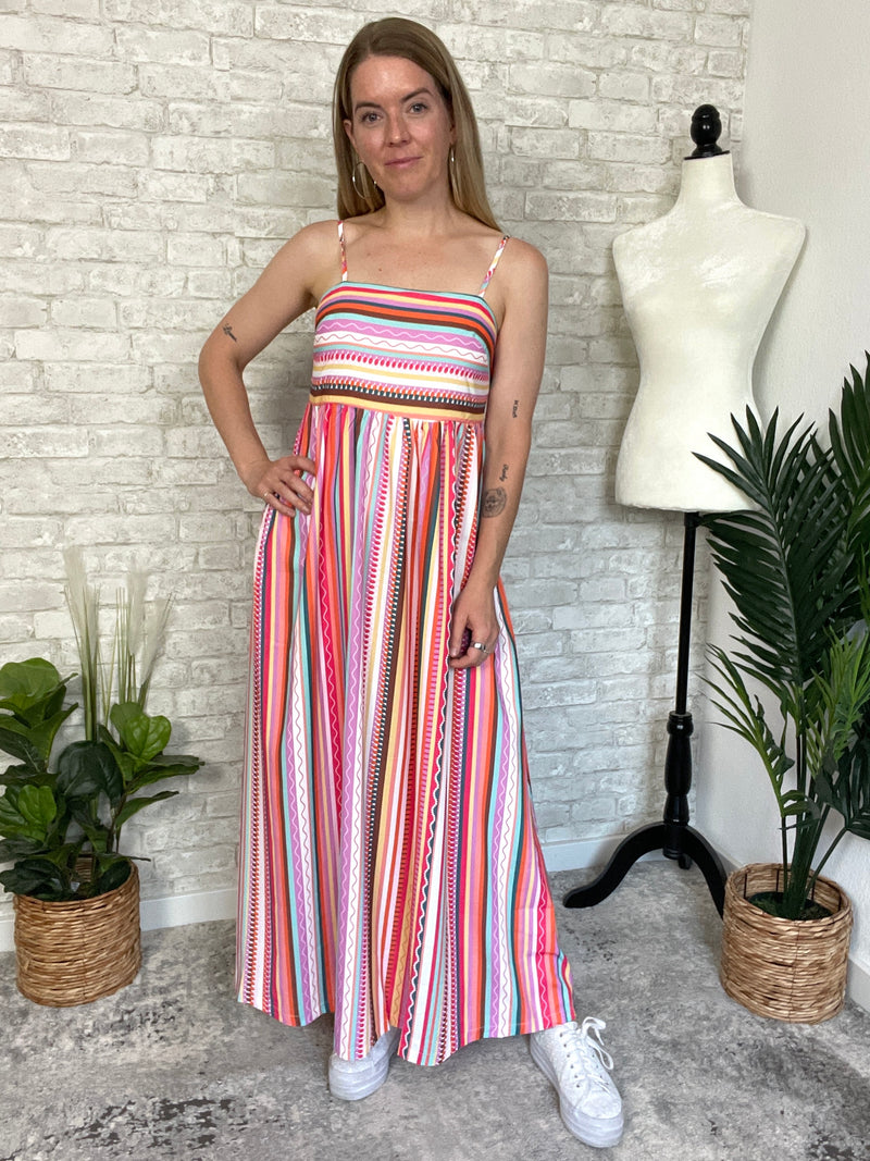 Megan Colorful Stripe Maxi Dress