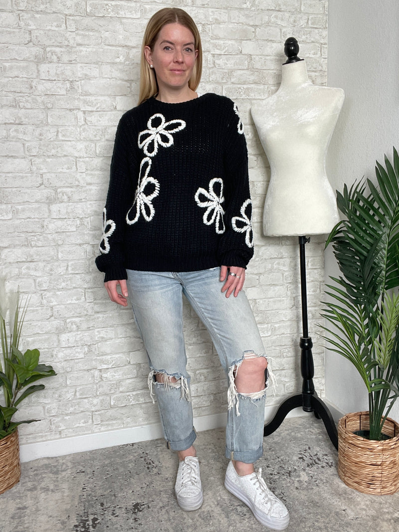 Millie Black+White Stitched Sweater