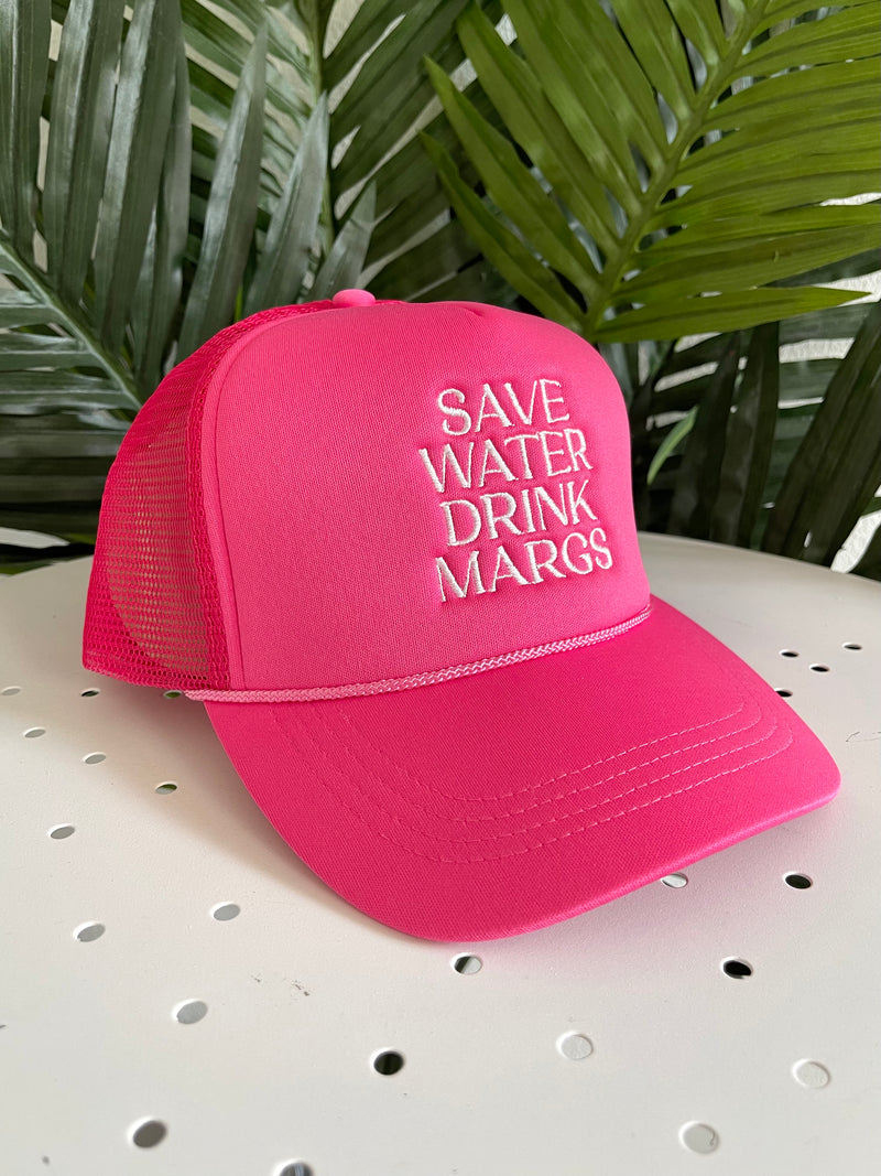 Drink Margs Trucker Hat Hot Pink