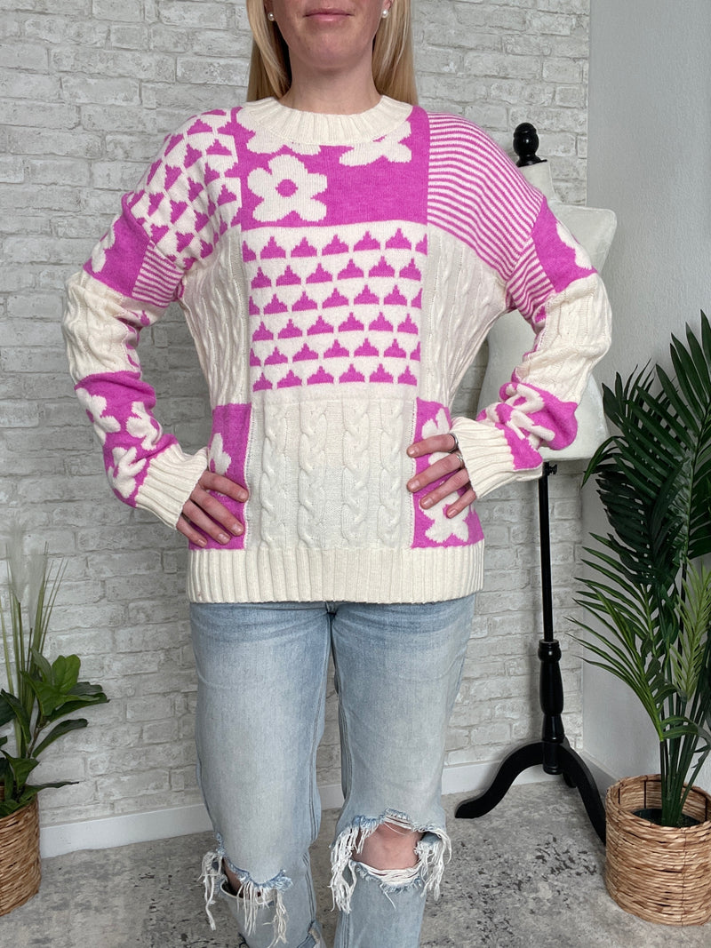 Riviera Hot Pink Floral Sweater