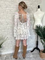 Katrine Floral White Crochet Dress