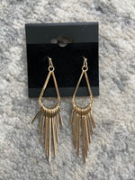 Metallic Bar Fringe Tear Dangle Earrings Gold