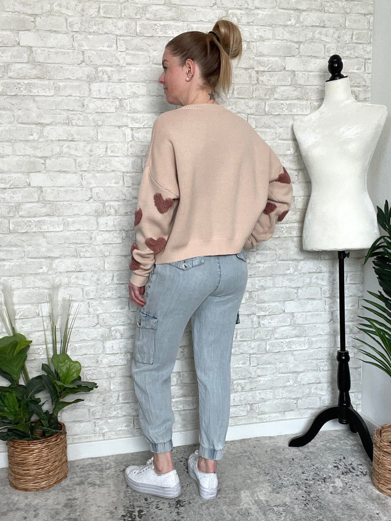 Neutral Love Sweater Khaki+Mauve