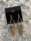 Metallic Bar Fringe Tear Dangle Earrings Gold