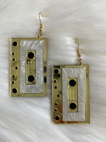 Retro Cassette Earrings Gold