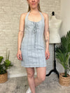 Aliyah Lace Up Halter Denim Dress