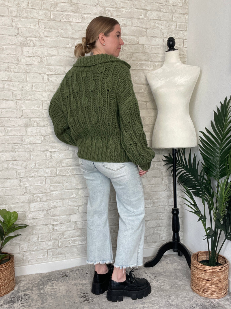 Hadley Green Chunky Knit Cardigan