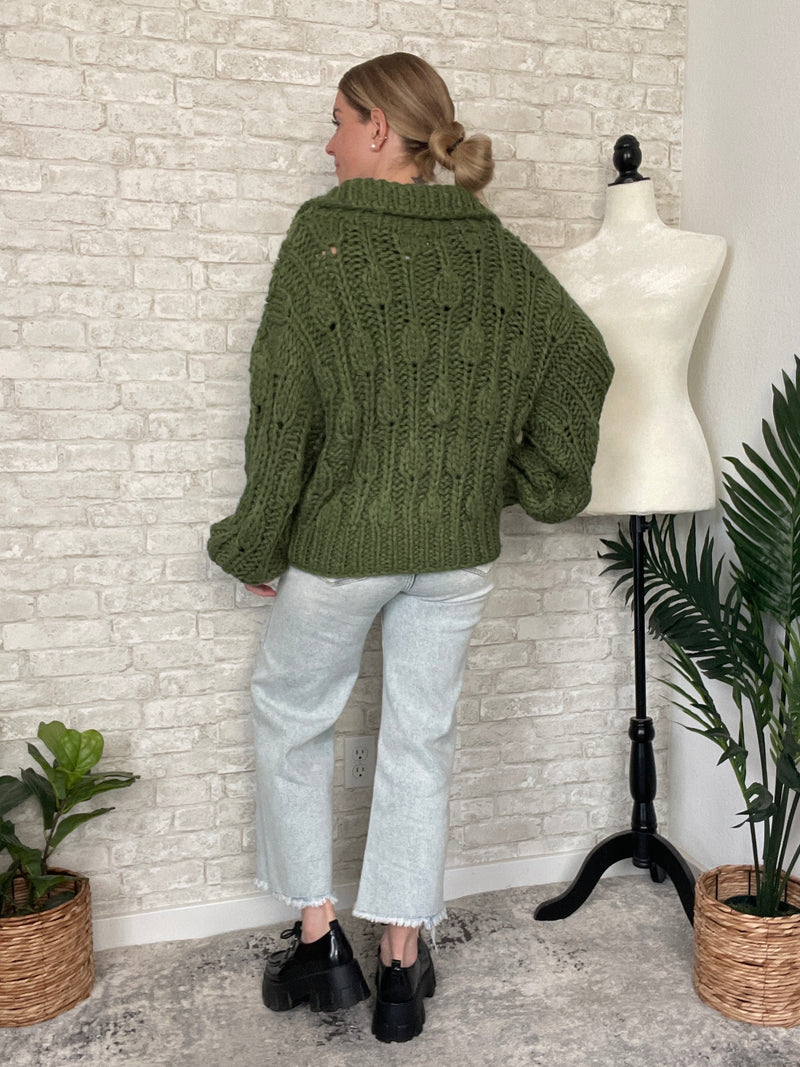 Hadley Green Chunky Knit Cardigan