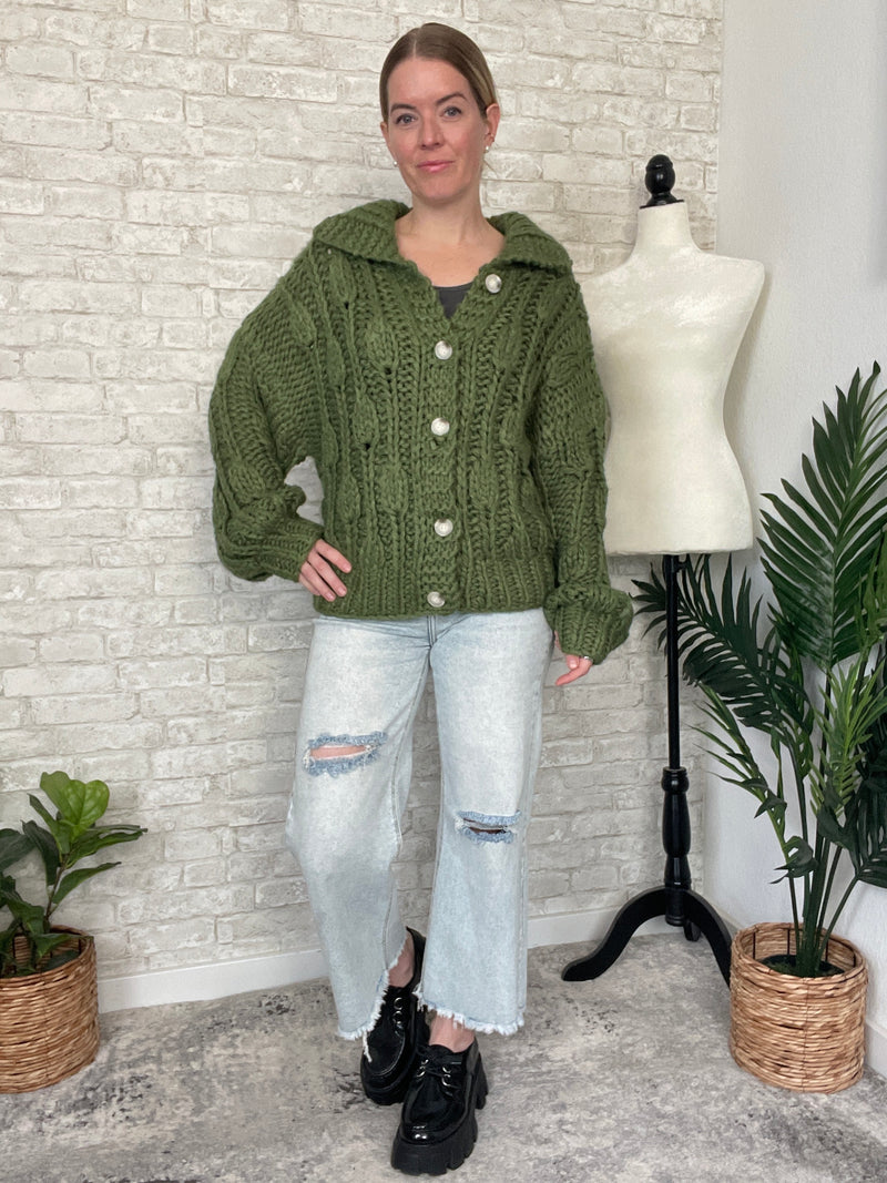 Hadley Green Chunky Knit Cardigan