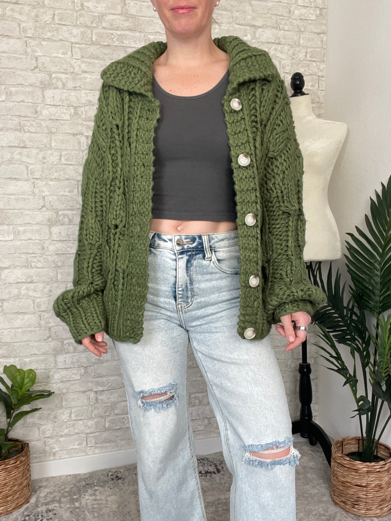 Hadley Green Chunky Knit Cardigan