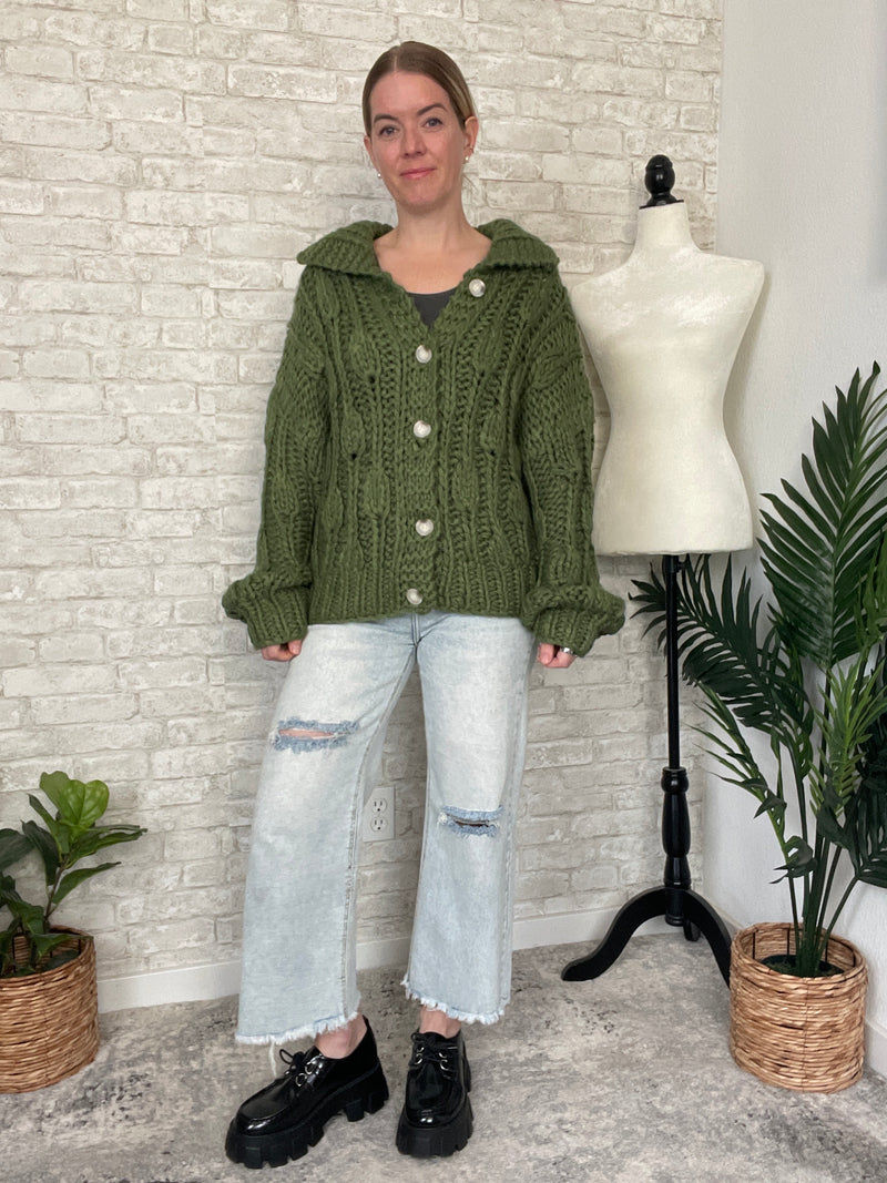 Hadley Green Chunky Knit Cardigan